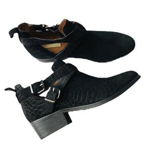 Genuine Suede Leather Cutout Buckle Ankle Chelsea Boots NWOB - Never Worn